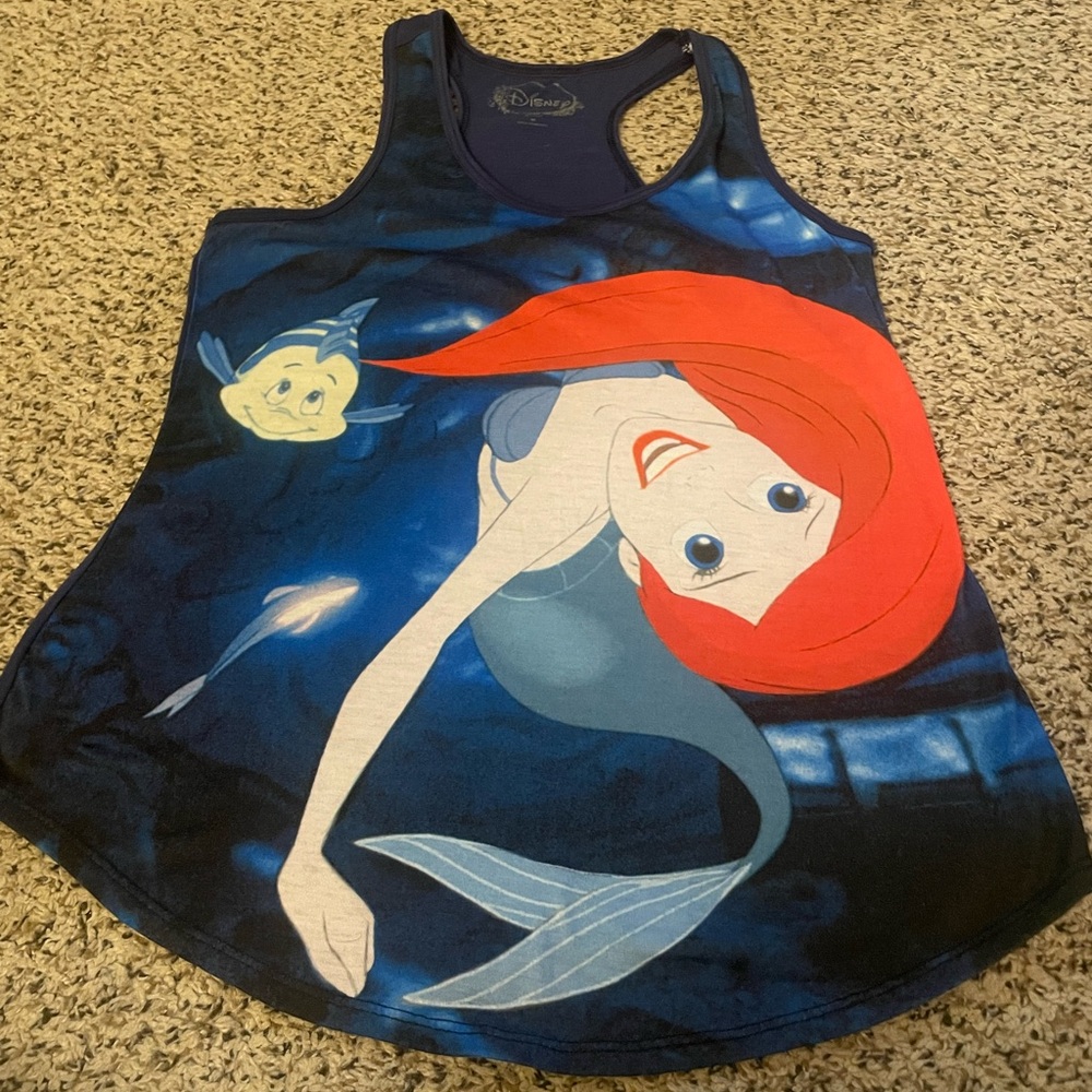 Little Mermaid Tank Vintage  Style Ariel and Flounder